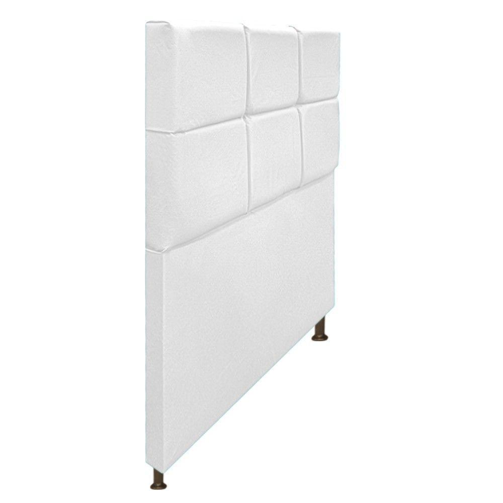 Cabeceira Damares 90 Cm Solteiro Com Botonê Suede Branco - 1