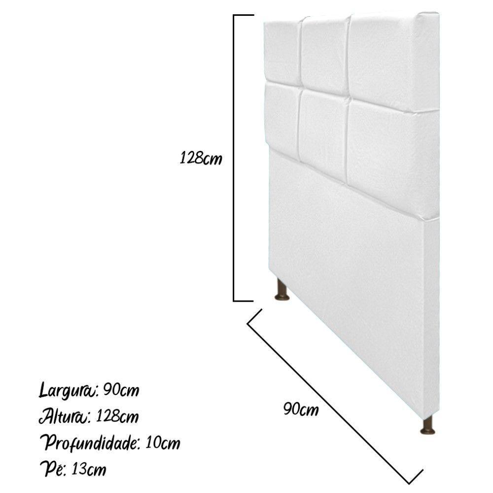 Cabeceira Damares 90 Cm Solteiro Com Botonê Suede Branco - 2