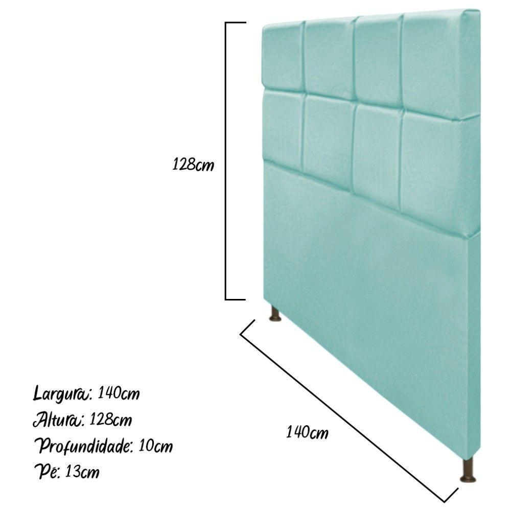 Cabeceira Damares 140 Cm Casal Com Botonê Suede Azul Tiffany - 2