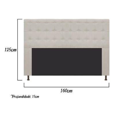 Cabeceira Dama 160 Cm Queen Size Com Botonê Suede Bege