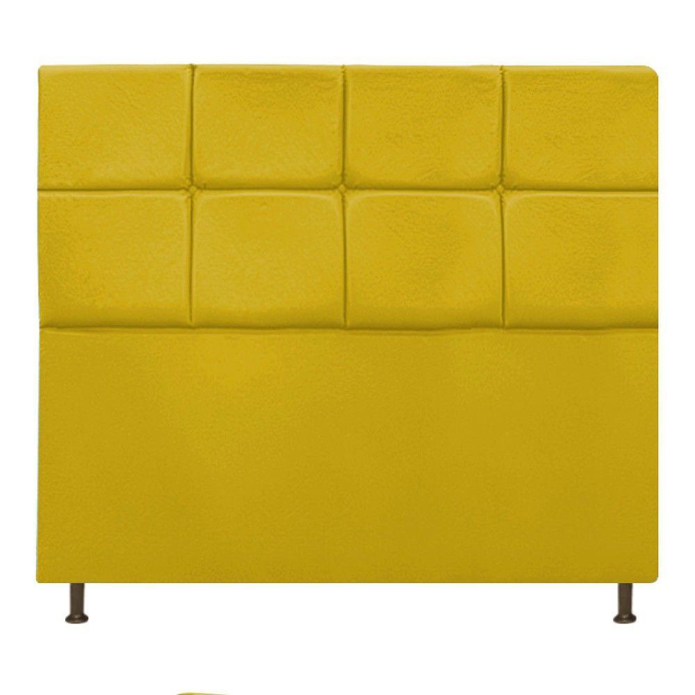 Cabeceira Damares 140 Cm Casal Com Botonê Suede Amarelo - 3