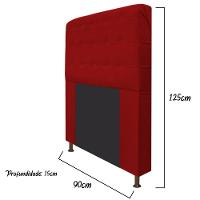 Cabeceira Dama 90 Cm Solteiro Com Botonê Suede Vermelho - 1