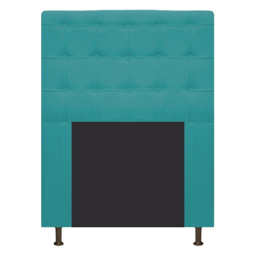 Cabeceira Dama 90 Cm Solteiro Com Botonê Suede Azul Turquesa - 3