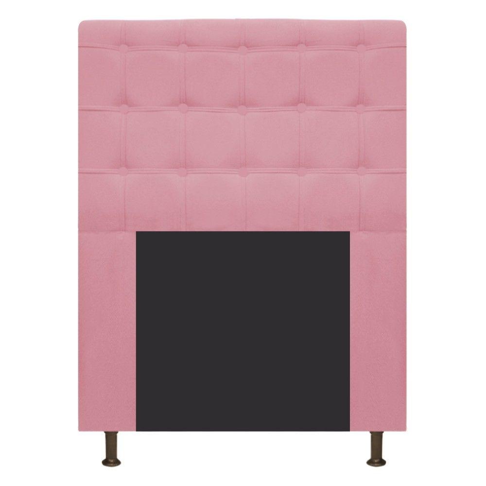 Cabeceira Dama 90 Cm Solteiro Com Botonê Suede Rosa Bebê - 3
