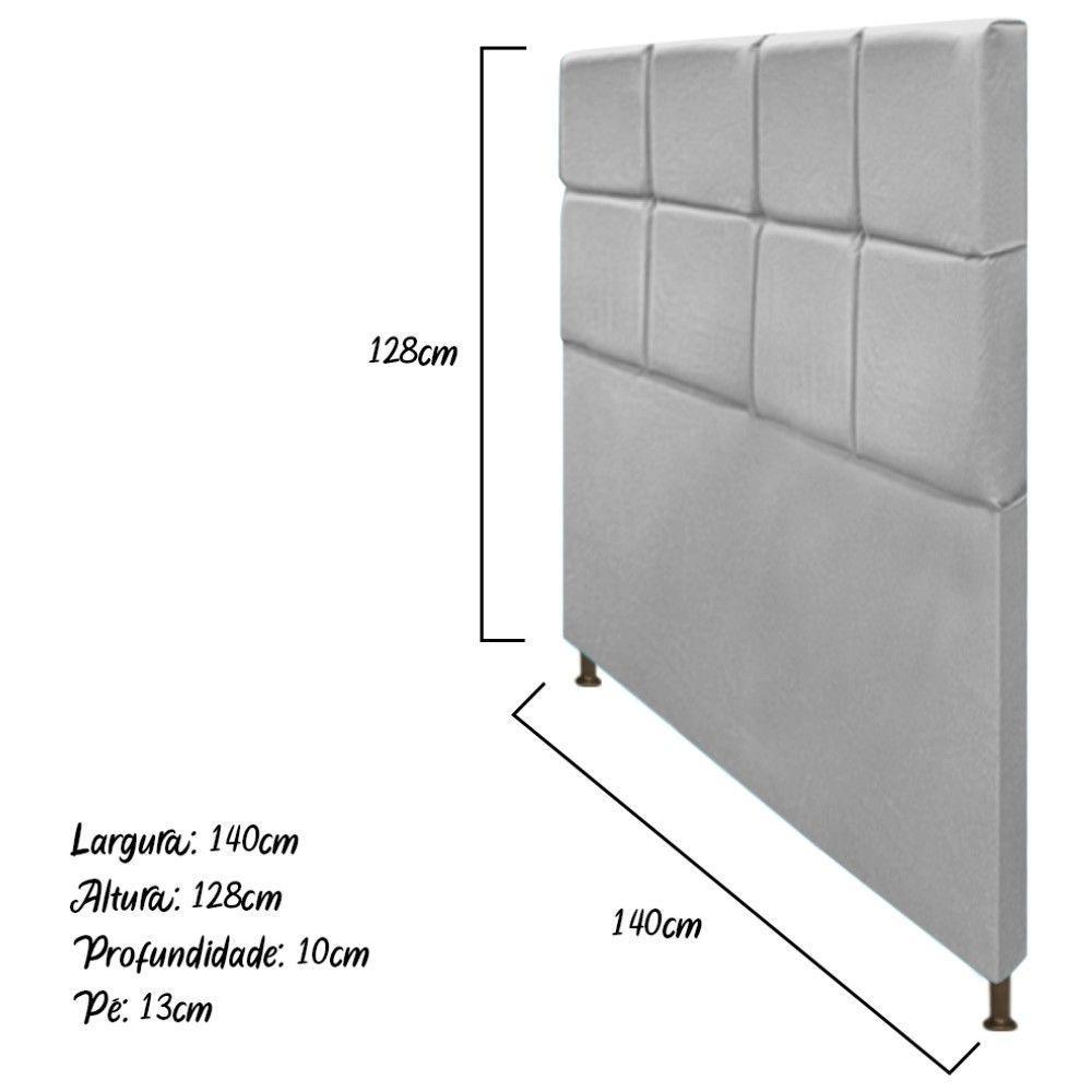 Cabeceira Damares 140 Cm Casal Com Botonê Suede Cinza - 2