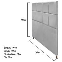 Cabeceira Damares 140 Cm Casal Com Botonê Suede Cinza - 2