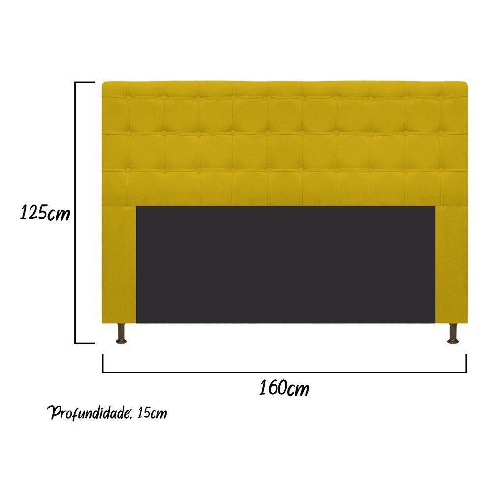 Cabeceira Dama 160 Cm Queen Size Com Botonê Suede Amarelo - 2