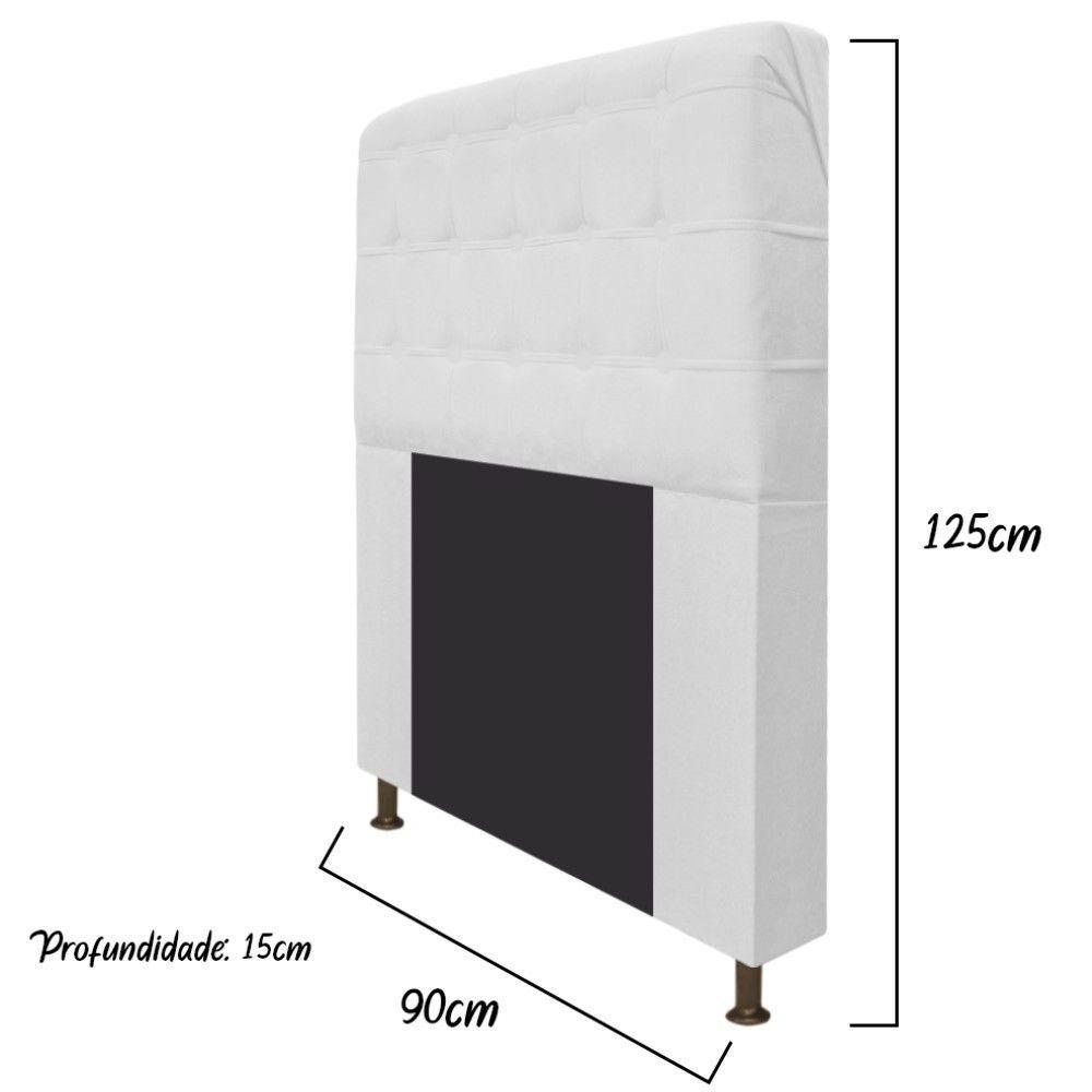 Cabeceira Dama 90 Cm Solteiro Com Botonê Suede Branco - 2