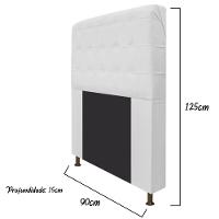 Cabeceira Dama 90 Cm Solteiro Com Botonê Suede Branco