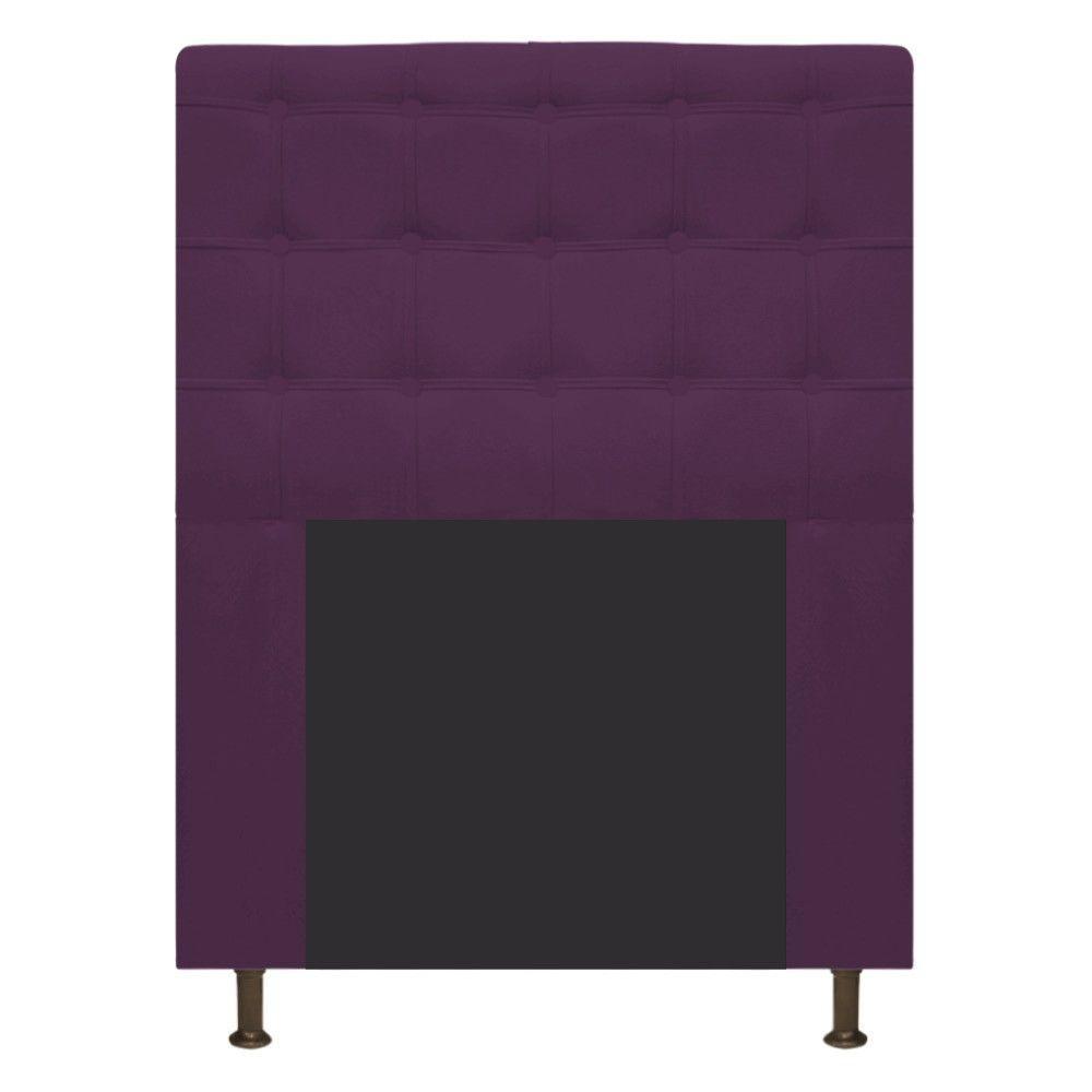 Cabeceira Dama 90 Cm Solteiro Com Botonê Suede Roxo - 3