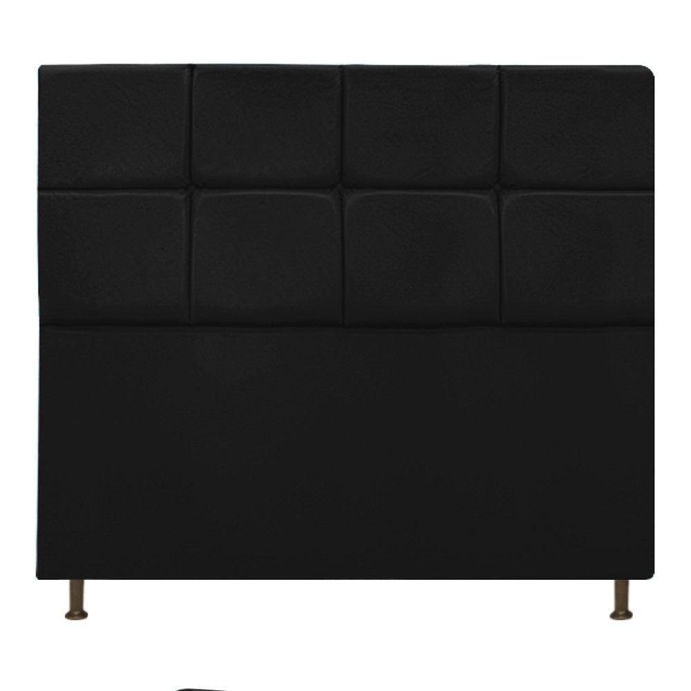 Cabeceira Damares 140 Cm Casal Com Botonê Suede Preto - 3