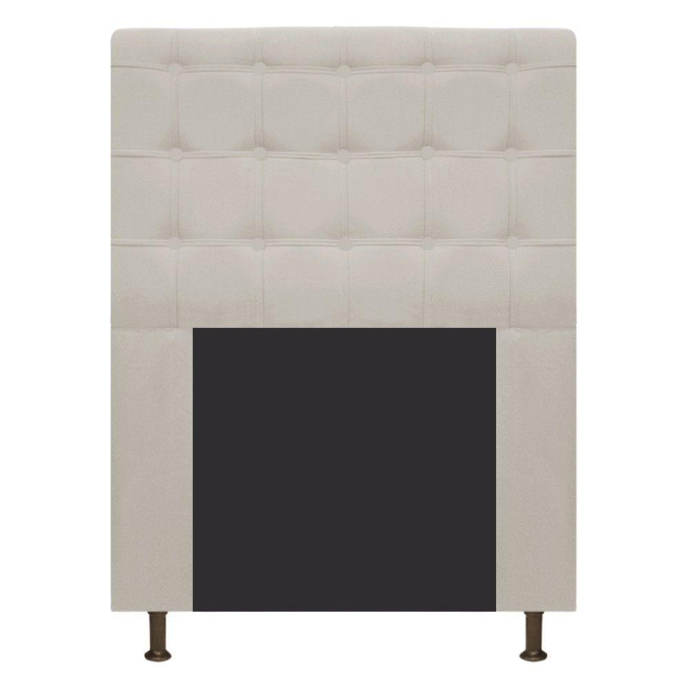 Cabeceira Dama 90 Cm Solteiro Com Botonê Suede Bege - 1