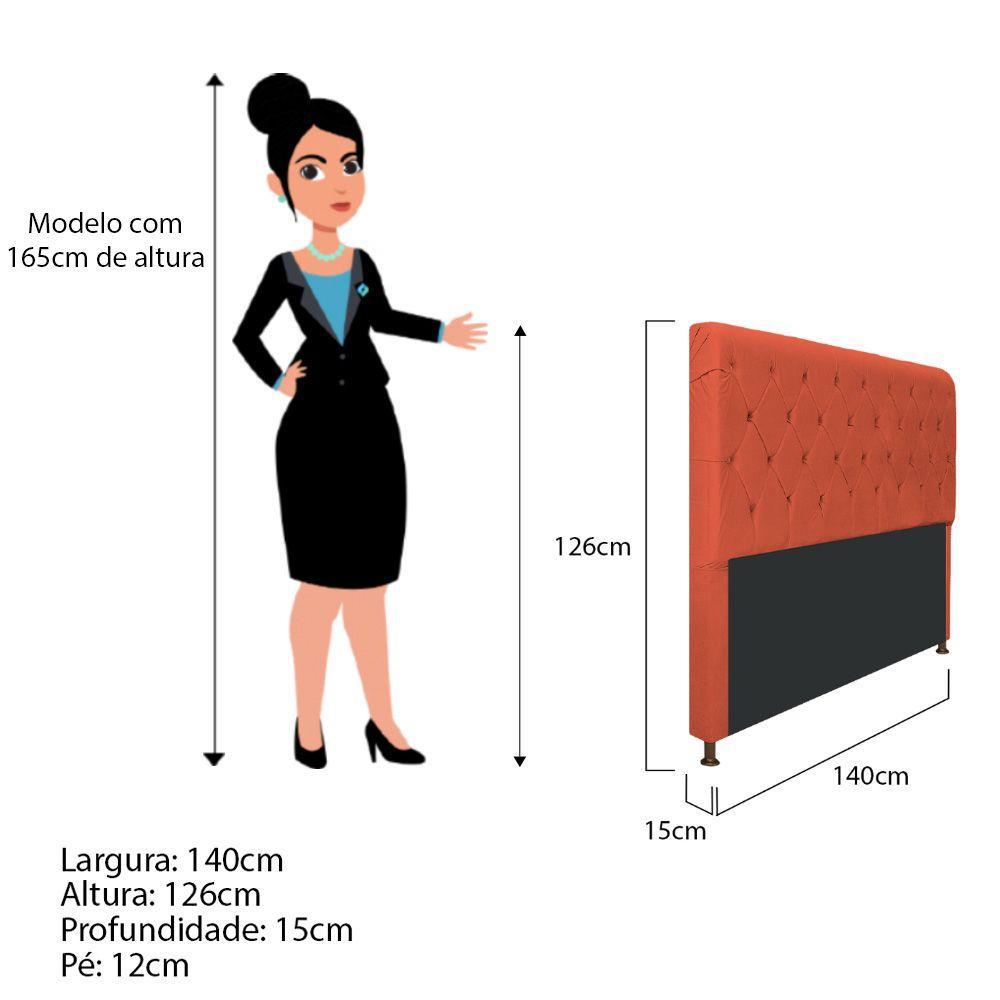 Cabeceira Cristal 140 Cm Casal Com Capitonê Suede Terracota - 2