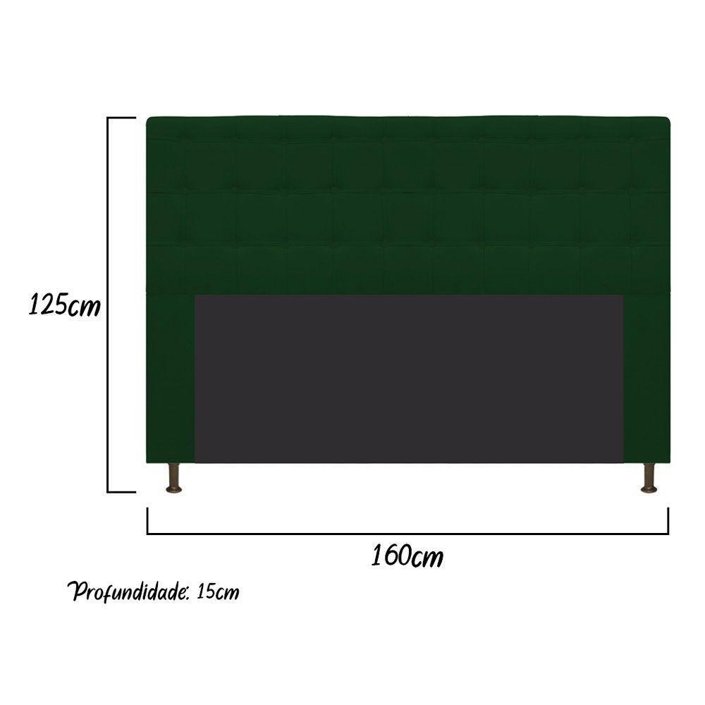 Cabeceira Dama 160 Cm Queen Size Com Botonê Suede Verde - 2