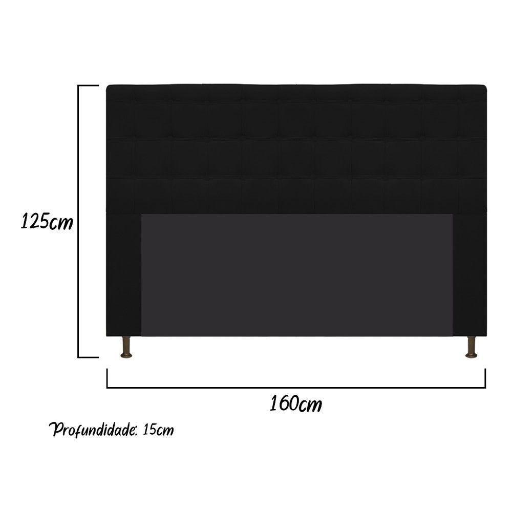 Cabeceira Dama 160 Cm Queen Size Com Botonê Suede Preto - 2