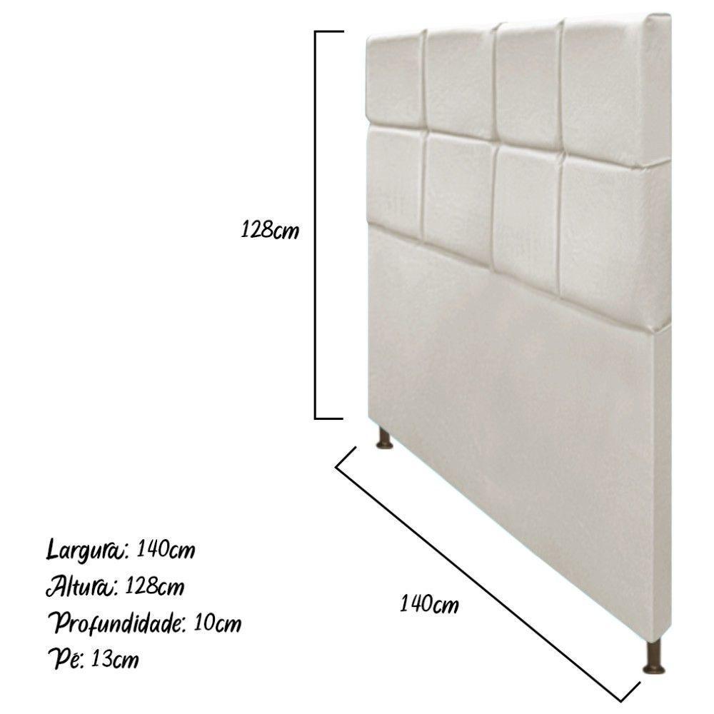 Cabeceira Damares 140 Cm Casal Com Botonê Suede Bege - 2