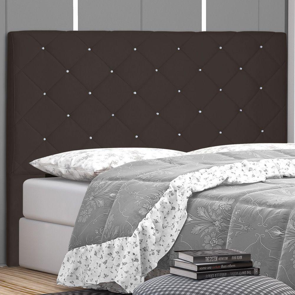 Cabeceira Estofada Cama Box Casal King Size Tânia 195Cm Café - 2
