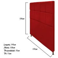 Cabeceira Damares 140 Cm Casal Com Botonê Suede Vermelho - 2