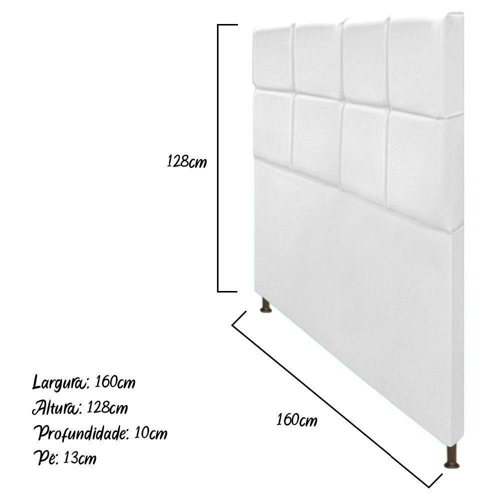 Cabeceira Damares 160 Cm Queen Size Com Botonê Suede Branco - 2