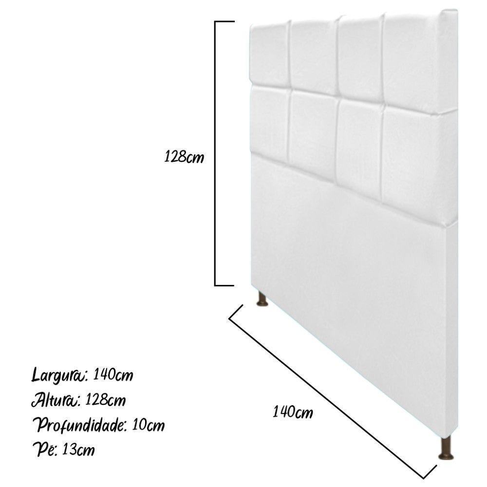 Cabeceira Damares 140 Cm Casal Com Botonê Suede Branco - 2