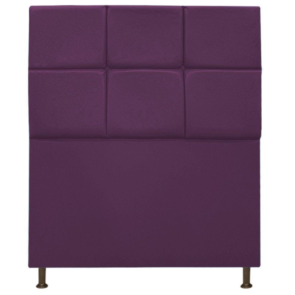 Cabeceira Damares 90 Cm Solteiro Com Botonê Suede Roxo - 3