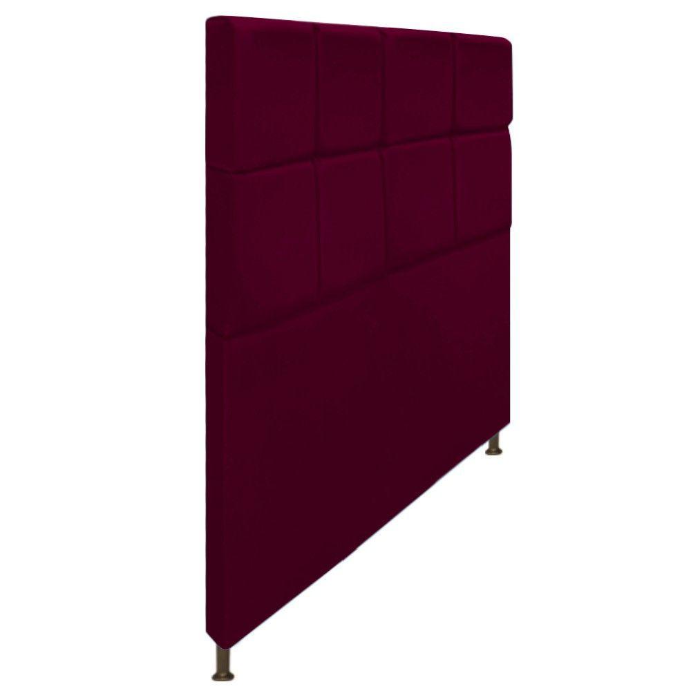 Cabeceira Damares 160 Cm Queen Size Com Botonê Suede Bordô - 1