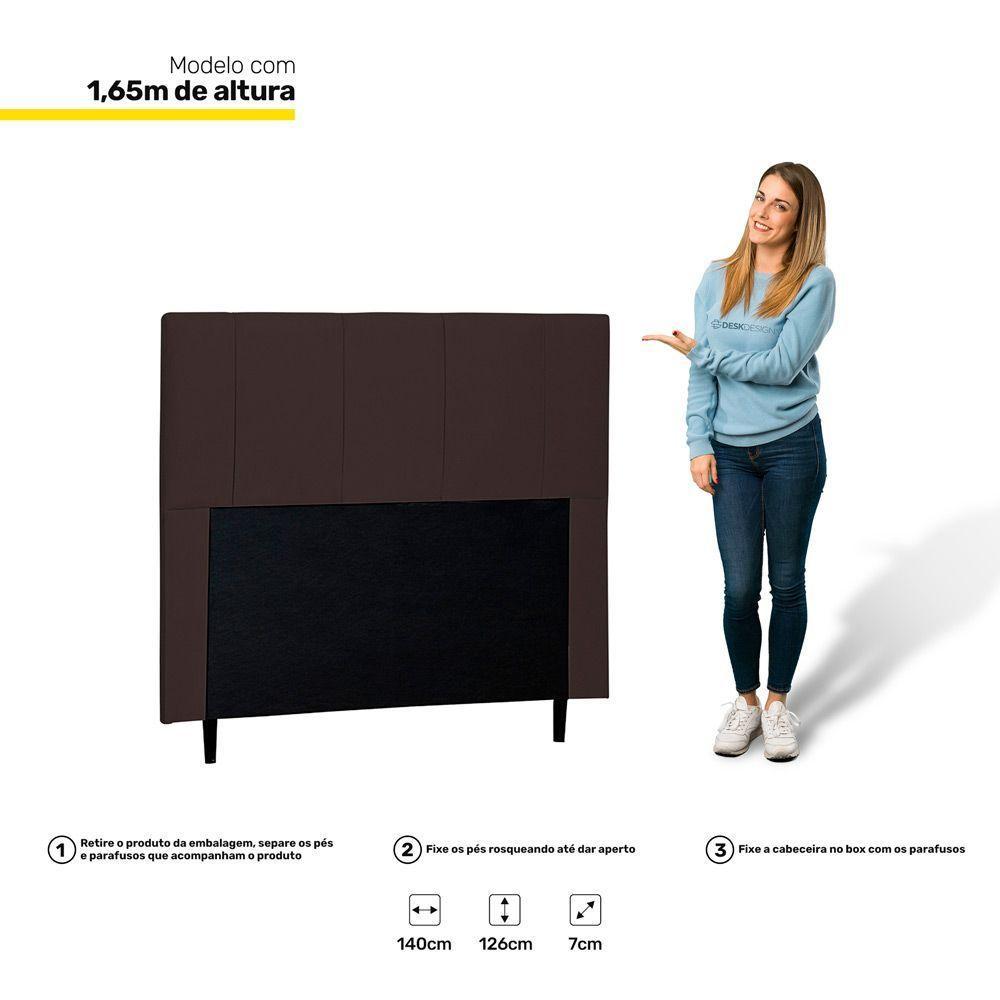 Cabeceira Cama Box Casal Donna 140Cm Corano Marrom - Abmaza - 3