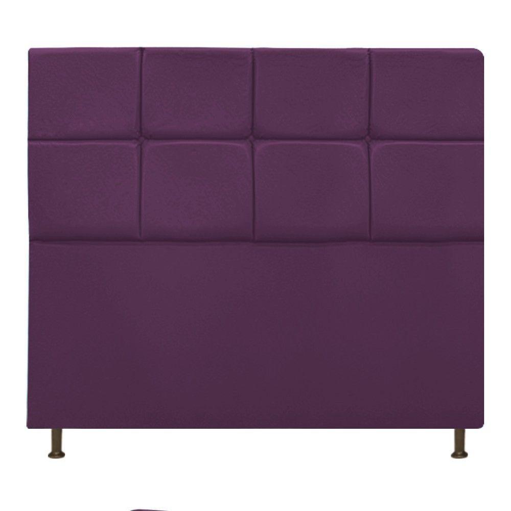 Cabeceira Damares 140 Cm Casal Com Botonê Suede Roxo - 3