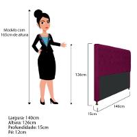 Cabeceira Cristal 140 Cm Casal Com Capitonê Suede Bordô - 2