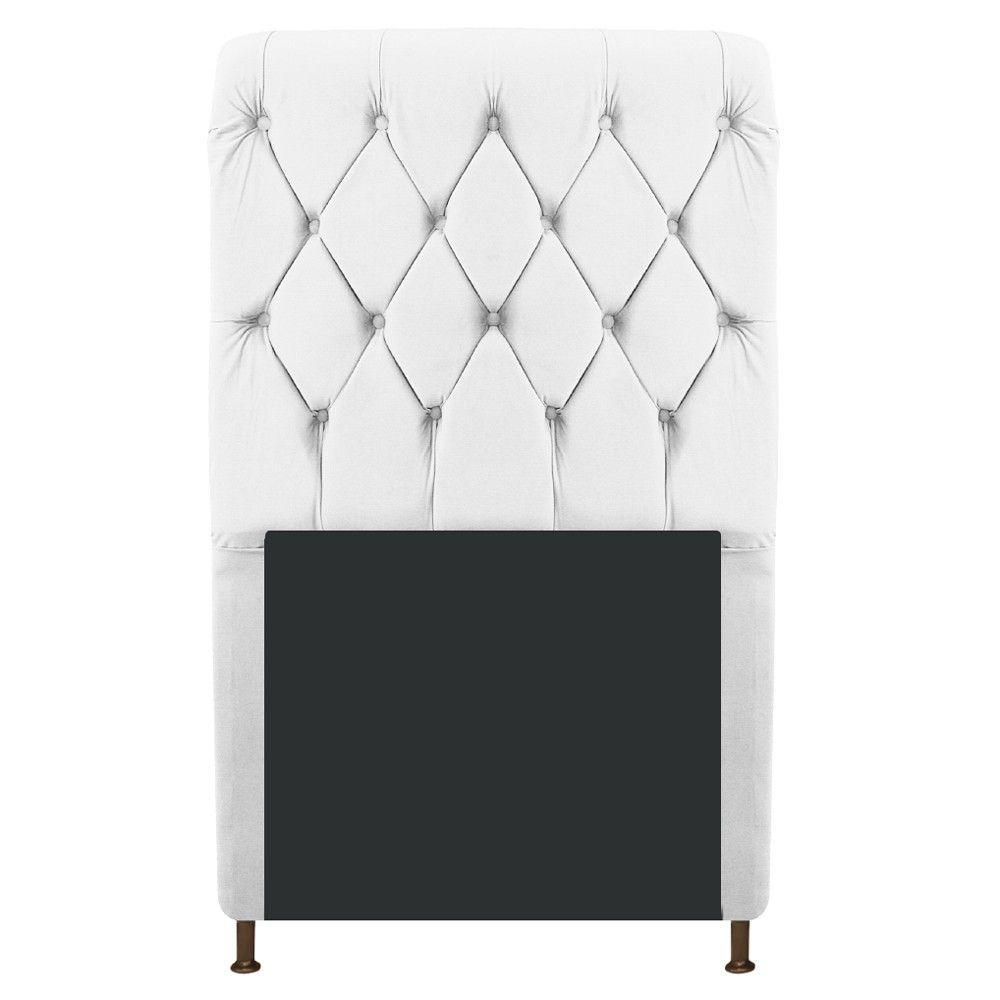 Cabeceira Cristal 90 Cm Solteiro Com Capitonê Suede Branco - 1