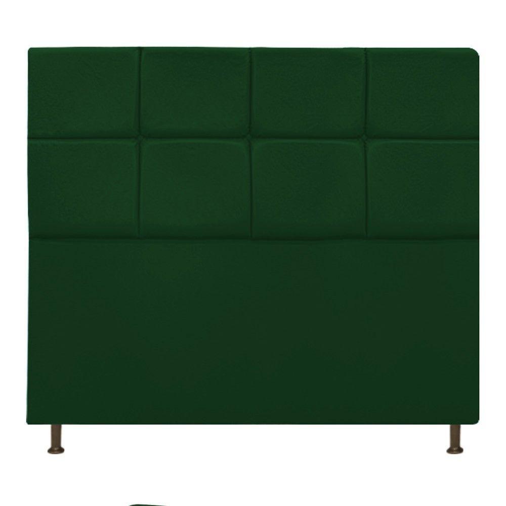 Cabeceira Damares 140 Cm Casal Com Botonê Suede Verde - 1