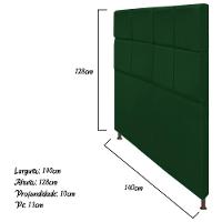 Cabeceira Damares 140 Cm Casal Com Botonê Suede Verde - 1