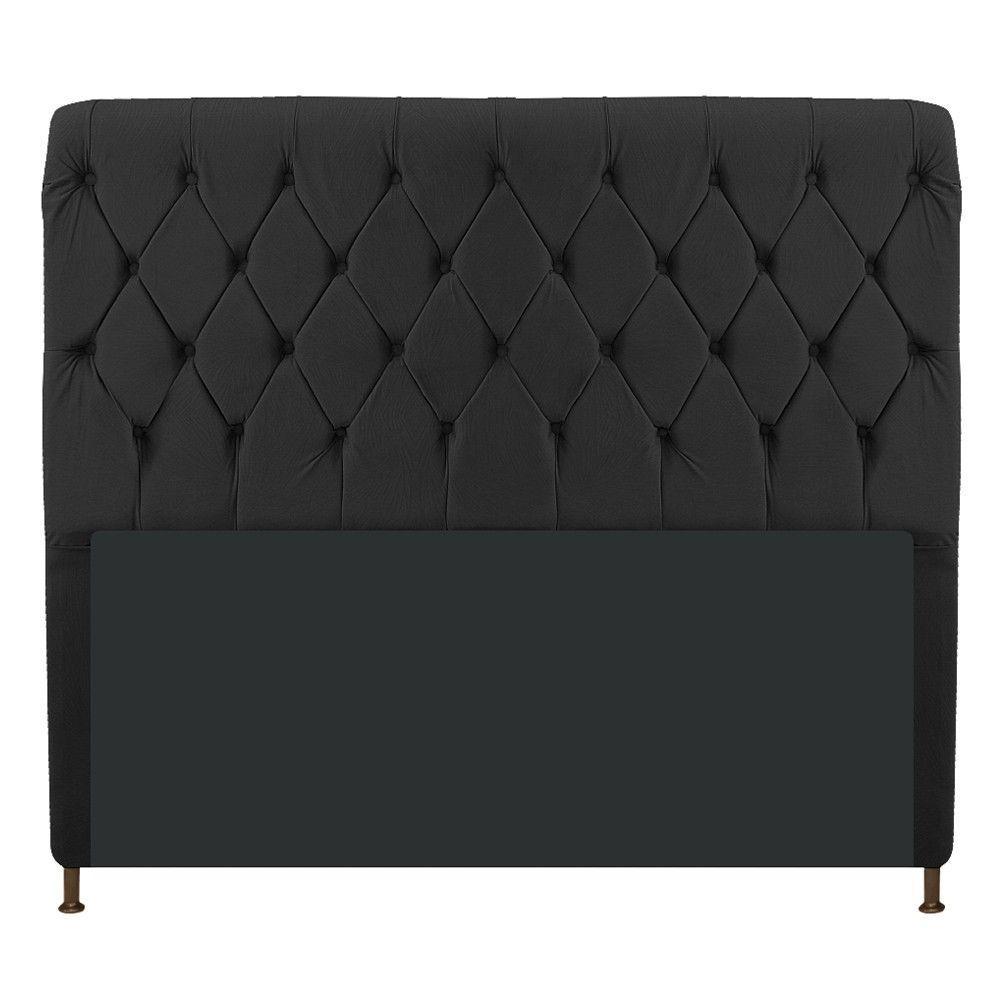 Cabeceira Cristal 140 Cm Casal Com Capitonê Suede Preto - 1
