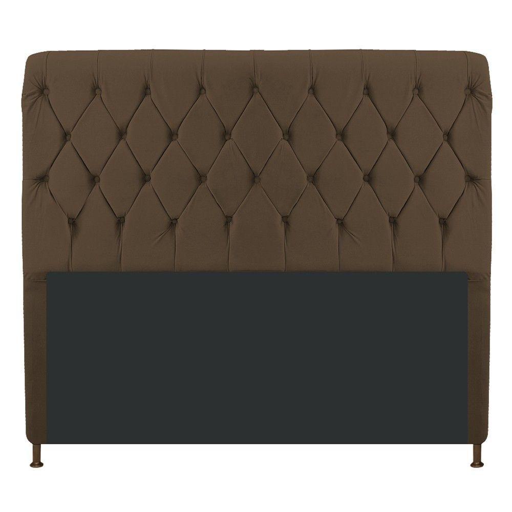 Cabeceira Cristal 195 Cm King Size Com Capitonê Suede Marrom - 1