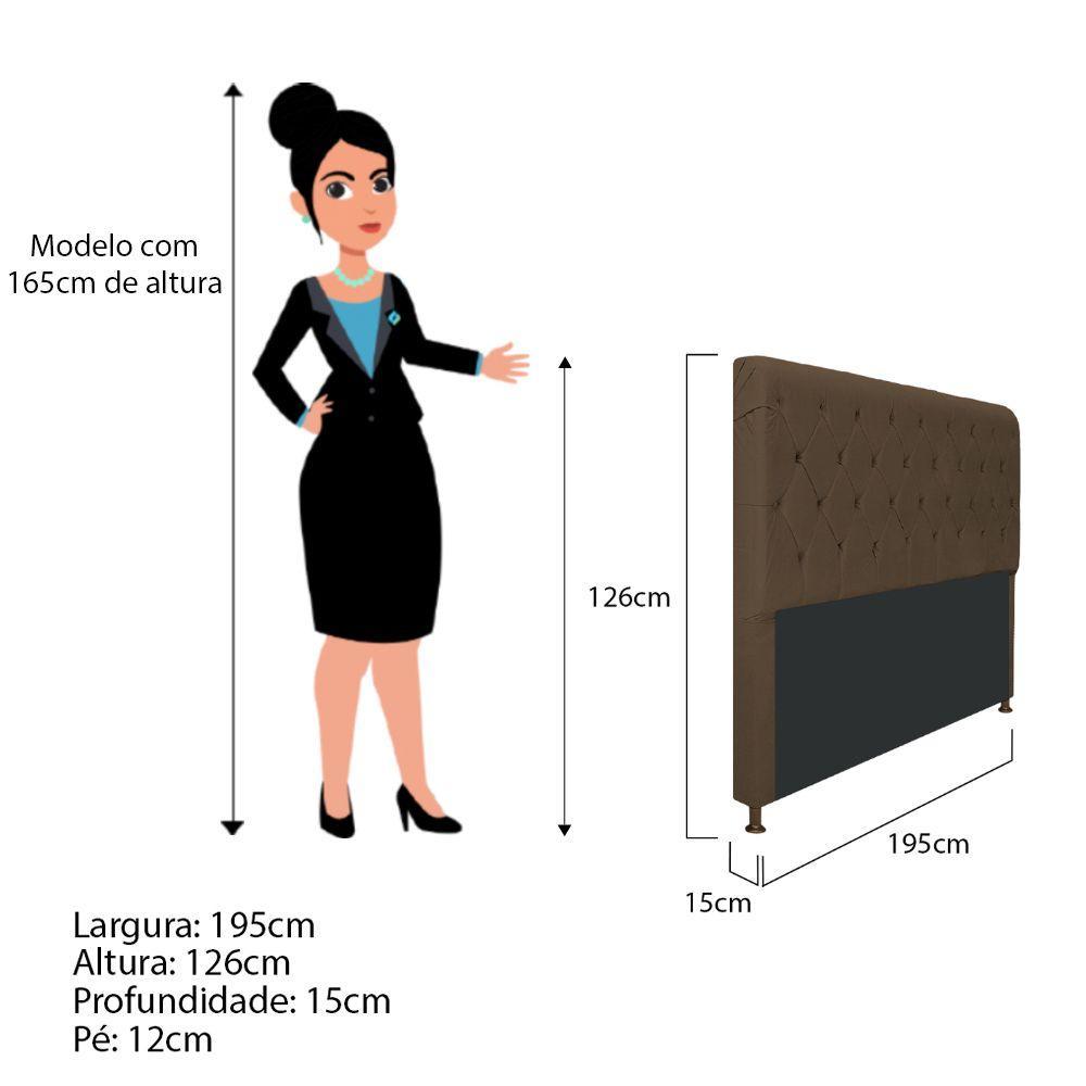 Cabeceira Cristal 195 Cm King Size Com Capitonê Suede Marrom - 2