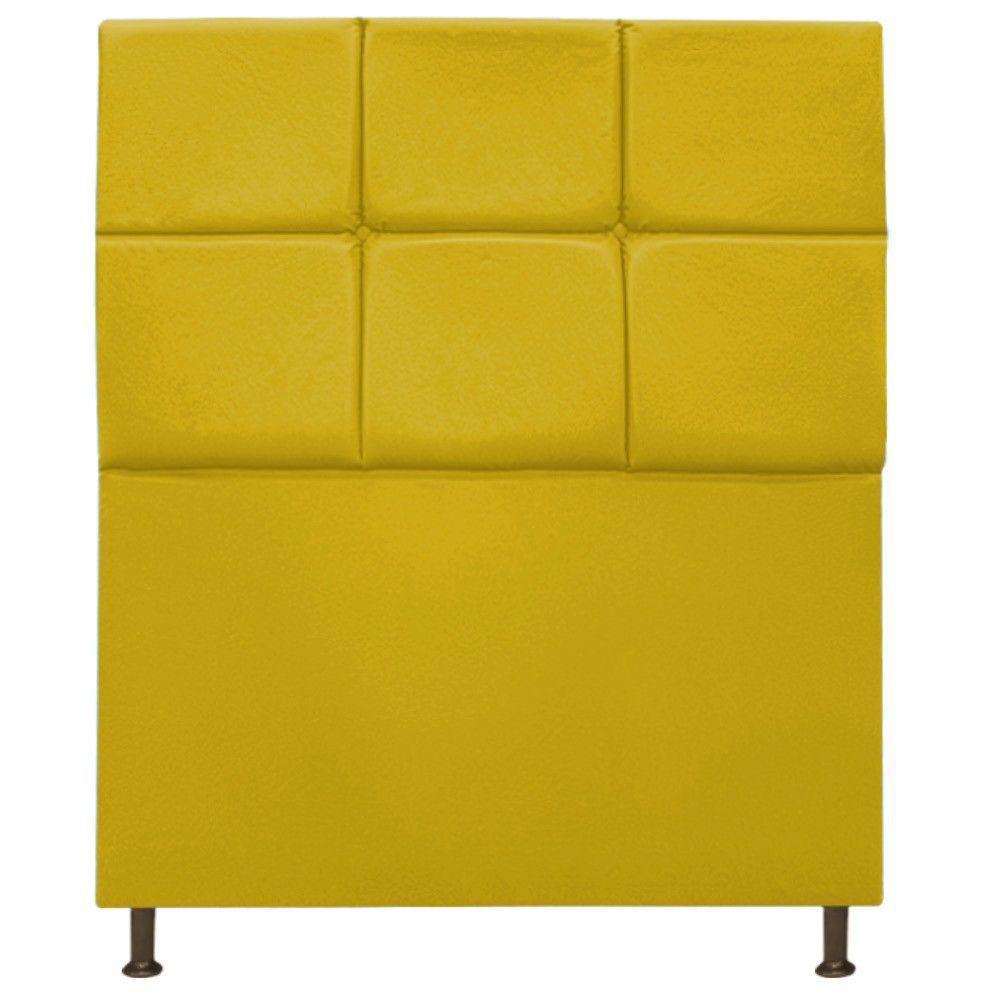Cabeceira Damares 90 Cm Solteiro Com Botonê Suede Amarelo - 1