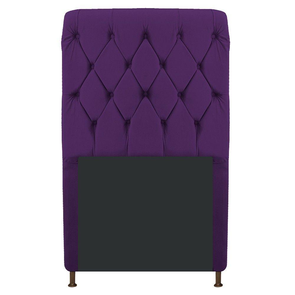 Cabeceira Cristal 90 Cm Solteiro Com Capitonê Suede Roxo - 1