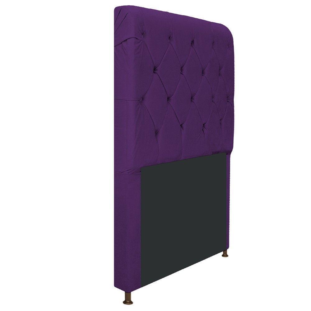 Cabeceira Cristal 90 Cm Solteiro Com Capitonê Suede Roxo - 3