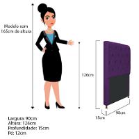 Cabeceira Cristal 90 Cm Solteiro Com Capitonê Suede Roxo - 2