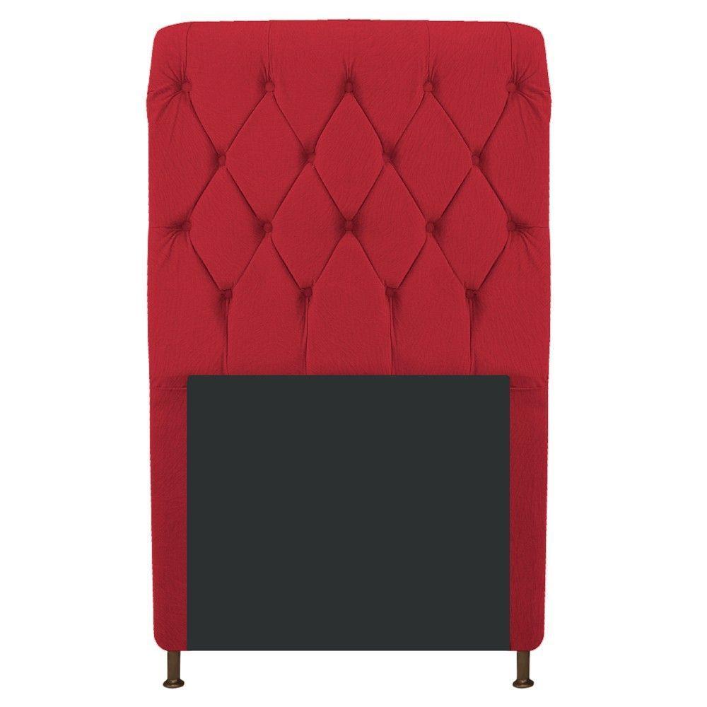 Cabeceira Cristal 90 Cm Solteiro Com Capitonê Suede Vermelho - 1