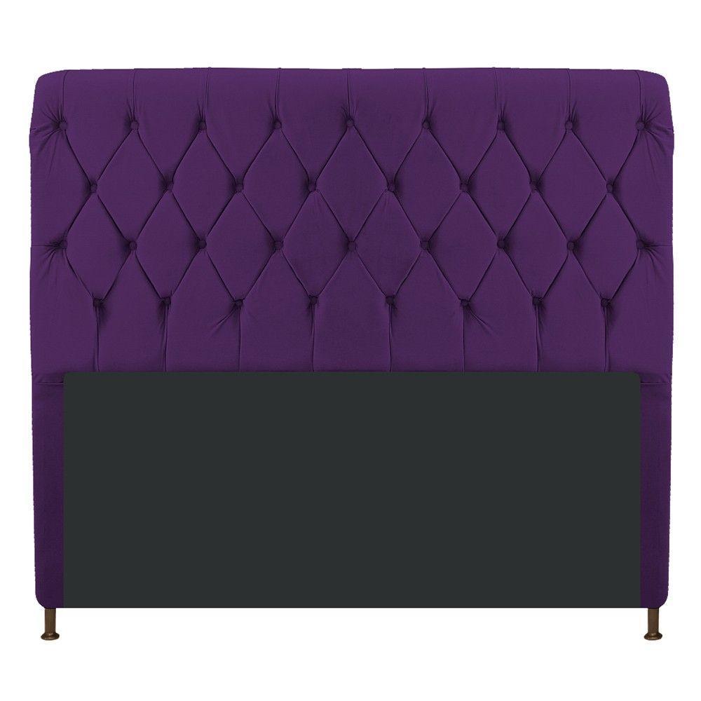 Cabeceira Cristal 195 Cm King Size Com Capitonê Suede Roxo - 1