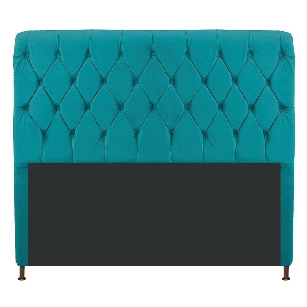 Cabeceira Cristal 195 Cm King Size Com Capitonê Suede Azul Turquesa - 3