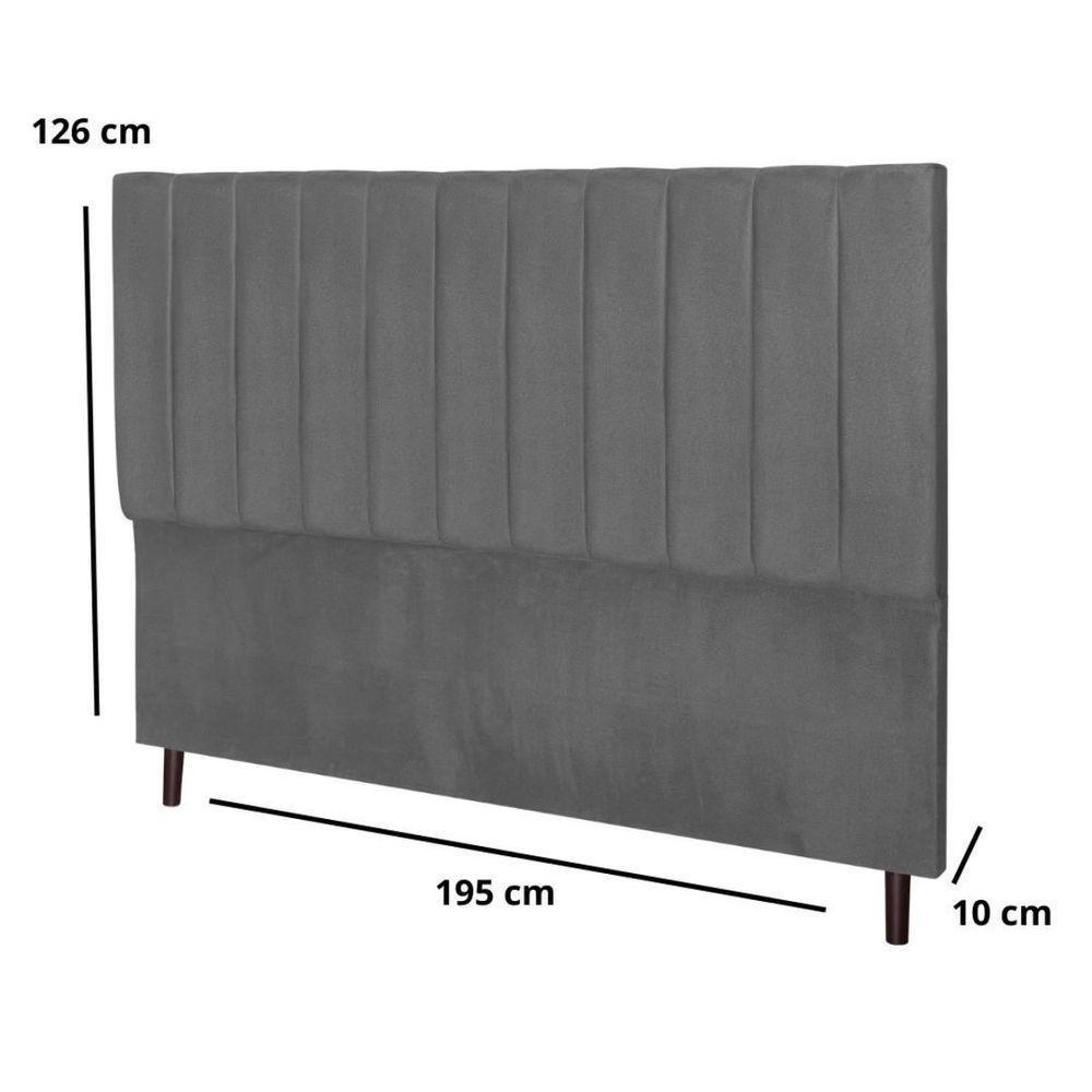 Cabeceira Cama Box King 195 Cm Carla Suede Cinza E Frame - 1