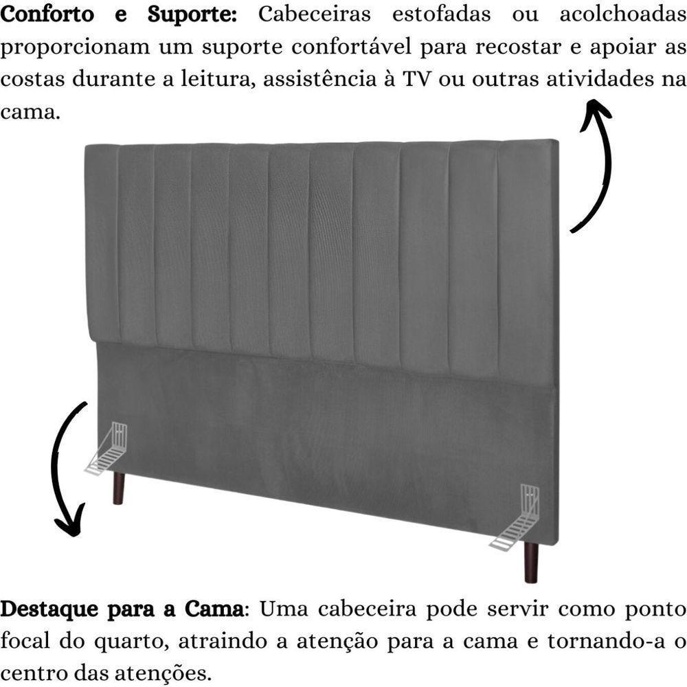 Cabeceira Cama Box King 195 Cm Carla Suede Cinza E Frame - 2
