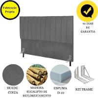 Cabeceira Cama Box King 195 Cm Carla Suede Cinza E Frame - 7