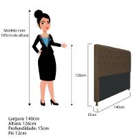 Cabeceira Cristal 140 Cm Casal Com Capitonê Suede Marrom - 2