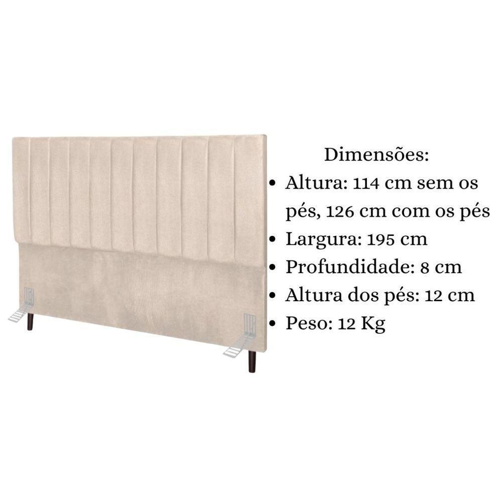Cabeceira Cama Box King 195 Cm Carla Suede Bege E Frame - 4