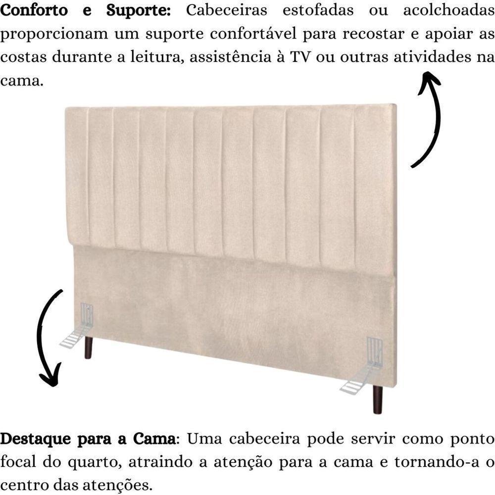 Cabeceira Cama Box King 195 Cm Carla Suede Bege E Frame - 5