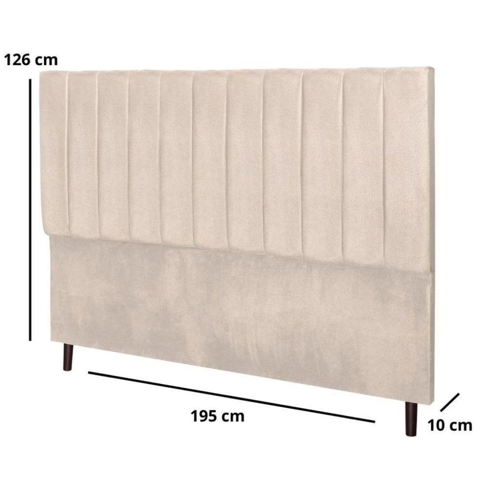 Cabeceira Cama Box King 195 Cm Carla Suede Bege E Frame - 7