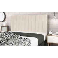 Cabeceira Cama Box King 195 Cm Carla Suede Bege E Frame - 1